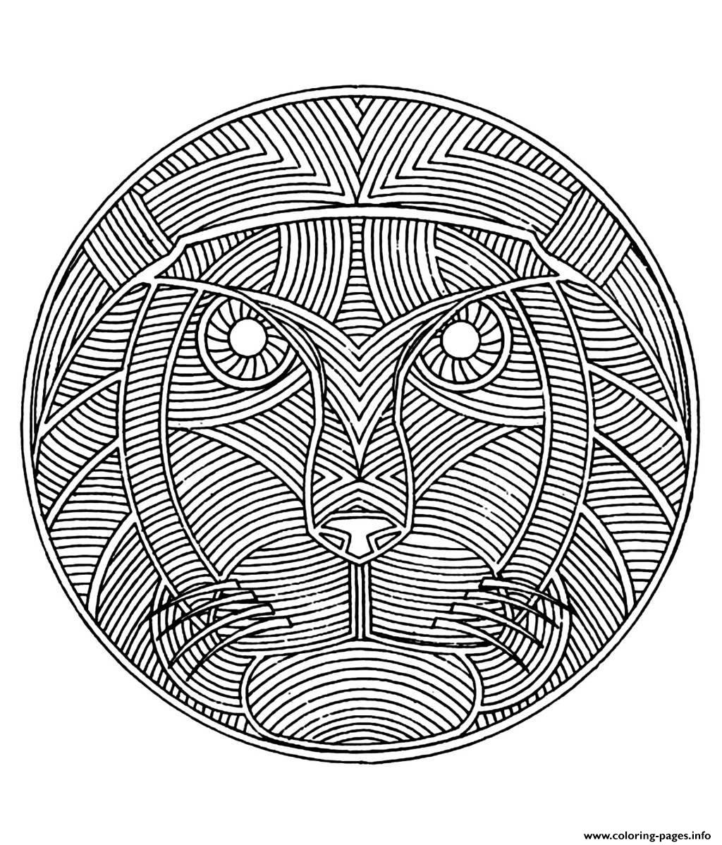 Free Mandala Difficult Adult To Print Lion  coloring